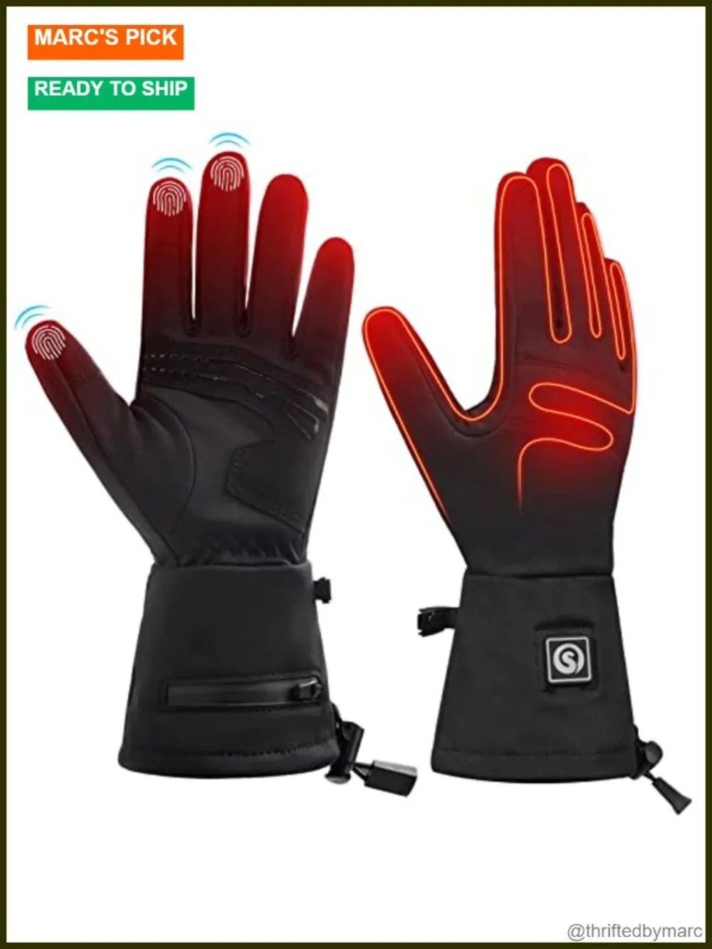 Rechargeable Heated Gloves with Touchscreen Fingers, Windproof Ski Snow Glove